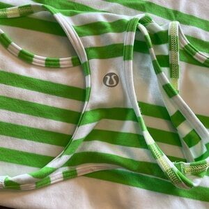 Lululemon Athletica Vibrant Green and White Striped Tank